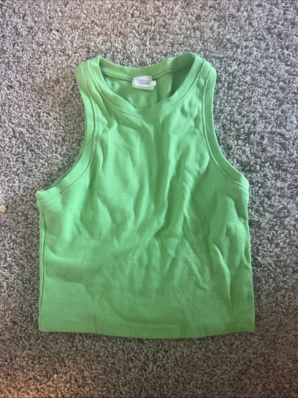 Women’s Green Ribbed Tank Top – Sleeveless Crop